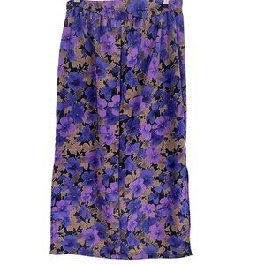 Notations Floral Prairie Skirt L Purple Maxi Boho Western Dainty Preppy Classic